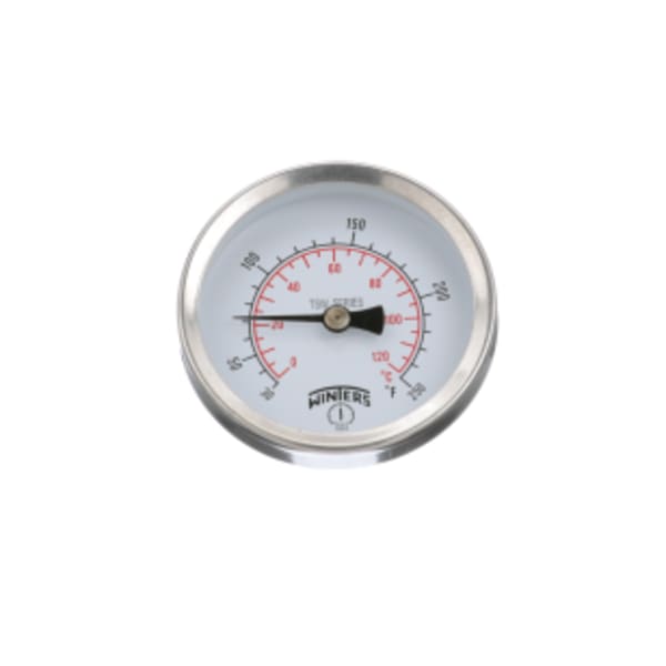 Hot Water Thermometer 2.5" Dial , Stem 1.6" 1/2" x NPT Connection -  30°F to 250°F & 0°C to 120°C - Brass