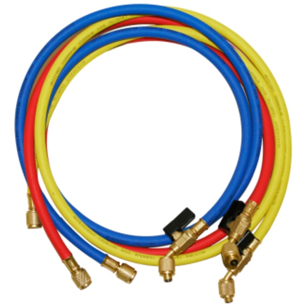 1/4" CHARGING HOSES WITH BALL VALVE, 5 FT LONG