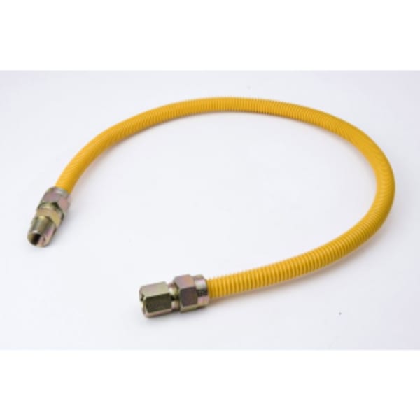 36" x  3/8" ID Yellow Coated CSST Gas Connector - 1/2" MIP x 1/2" FIP