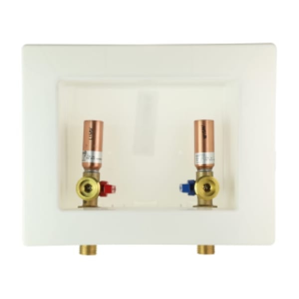 Plastic Switch Hitter® Outlet Box With Water Hammer Arresters - White, Unassembled, WITH COPPER SWEAT VALVES