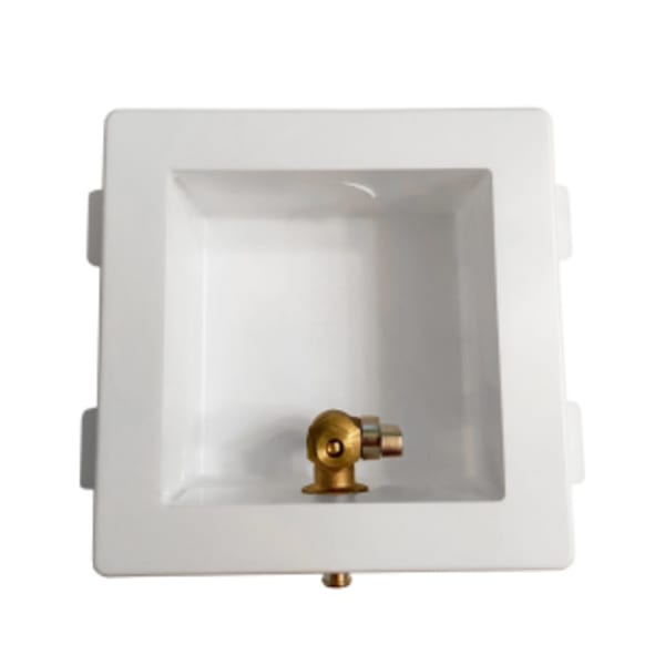 Plastic Ice Maker Box - White, 1/2" COPPER SWEAT x 1/4" Compression