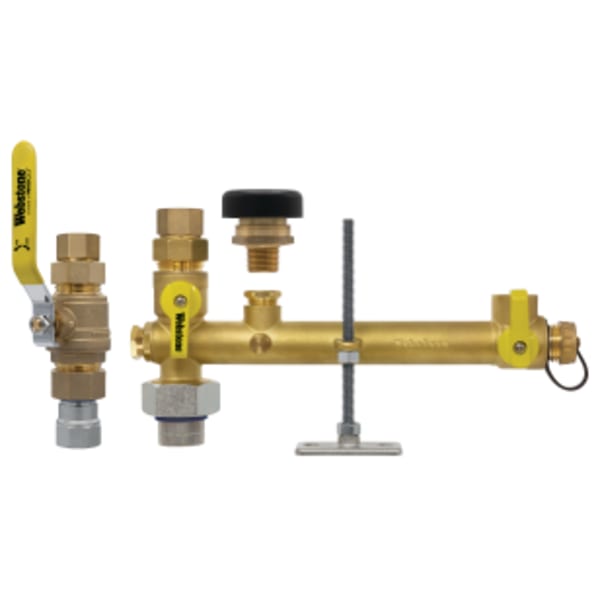 3/4" FIP Union x FIP Dielectric Water Heater Valve Kit with G-Series Dielectric Union Ball Valves and Vacuum Relief Valve