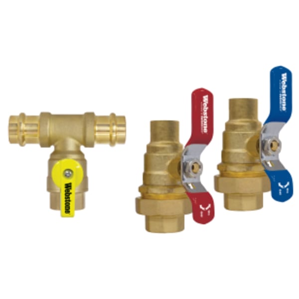3/4" FIP Union x Sweat Water Heater Valve Kit with Union Ball Valves and T-Valve