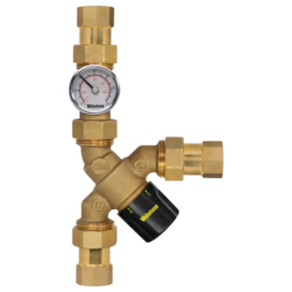 1" FIP Y-Pattern High Temp Mixing Valve with Temp Gauge