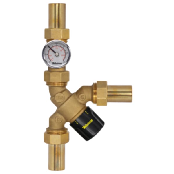 1" Sweat Y-Pattern High Temp Mixing Valve with Temp Gauge