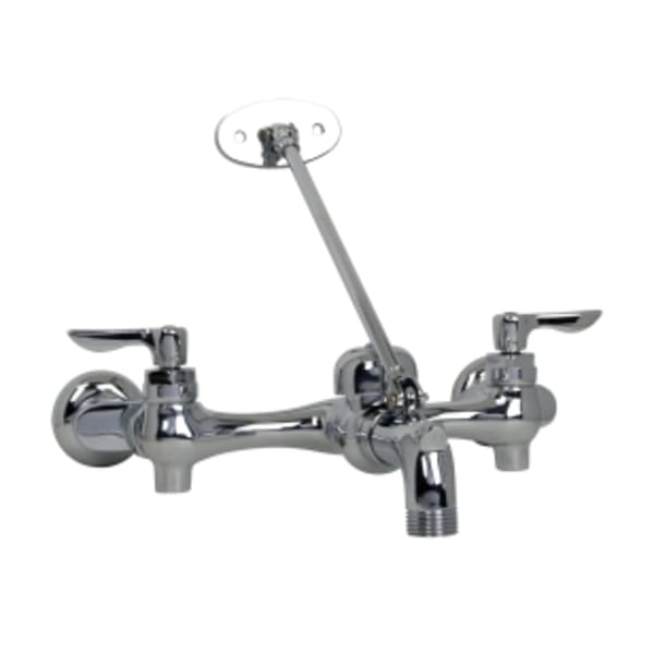 Top Brace Wall-Mount Service Sink Faucet With 6-Inch Vacuum Breaker Spout and Offset Shanks Chrome