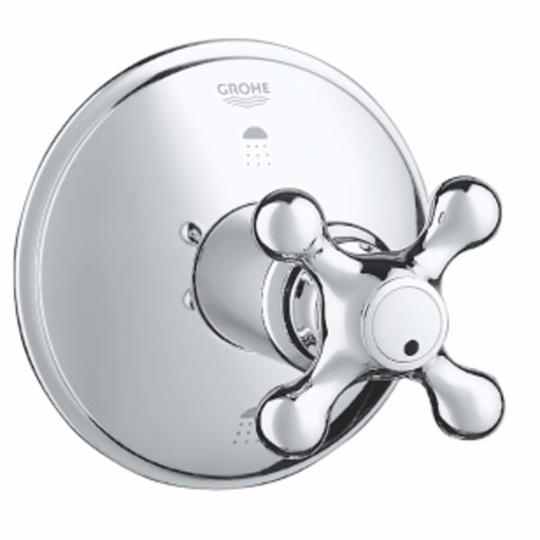 Grohe - Seabury® 3-15/16" x 2-1/4 to 3-3/4", Lead-Free, StarLight Chrome, 1-Cross Handle, 2-Way, Trim with 45952 Cap for 29712 Bath/Shower Faucet Diverter Rough-In Valve