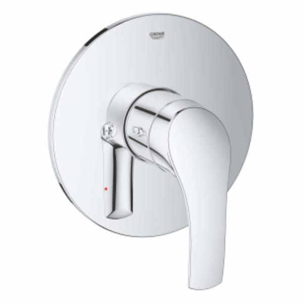 Grohe - Eurosmart® New 6-11/16" x 2-15/16 to 3-3/4" x 6-15/16", StarLight Chrome, 1-Lever Handle, Diverter Trim for 35015/35064/35065/35066 GrohSafe Bath/Shower Faucet Pressure Balance Rough-In Valve