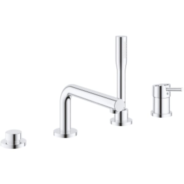 4-Hole Single-Handle Deck Mount Roman Tub Faucet with 1.75 GPM Hand Shower in GROHE CHROME