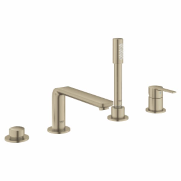 4-Hole Single-Handle Deck Mount Roman Tub Faucet with 1.75 GPM Hand Shower in GROHE BRUSHED NICKEL