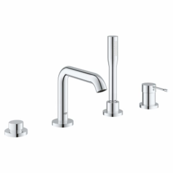 4-Hole Single-Handle Deck Mount Roman Tub Faucet with 1.75 GPM Hand Shower in CHROME