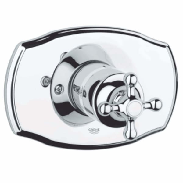 Grohe - SEABURY® 7-1/2" W x 5-1/16" H, 4-5/16 to 5-1/8" D, StarLight Chrome, 1-Cross Handle, Bath Shower Faucet Pressure Balancing Valve Trim