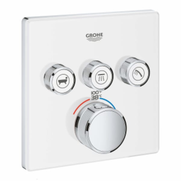 Triple Function Thermostatic Valve Trim in GROHE MOON WHITE