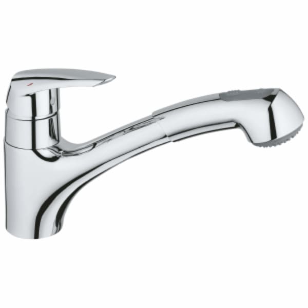 Grohe - EURODISC® (Pull-Out/Pull-Down) StarLight Chrome, Kitchen Faucets - 1-Handle, Deck Mount, 2-Spray