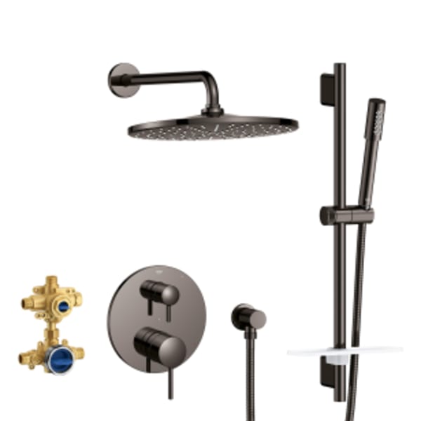 TIMELESS PRESSURE BALANCE RAIN SHOWER SET in GROHE HARD GRAPHITE