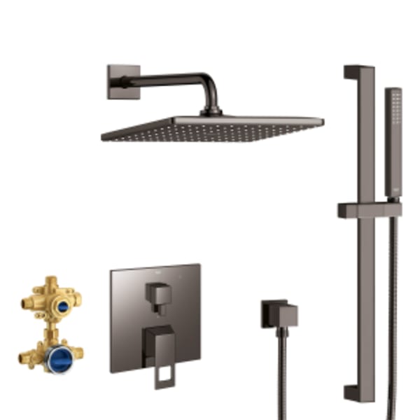 EUROCUBE PRESSURE BALANCE RAIN SHOWER SET in GROHE HARD GRAPHITE