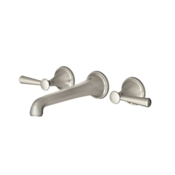 Fitzgerald® 2-Handle Wall Mount Widespread Bathroom Faucet with Lever Handles in BRUSHED NICKEL