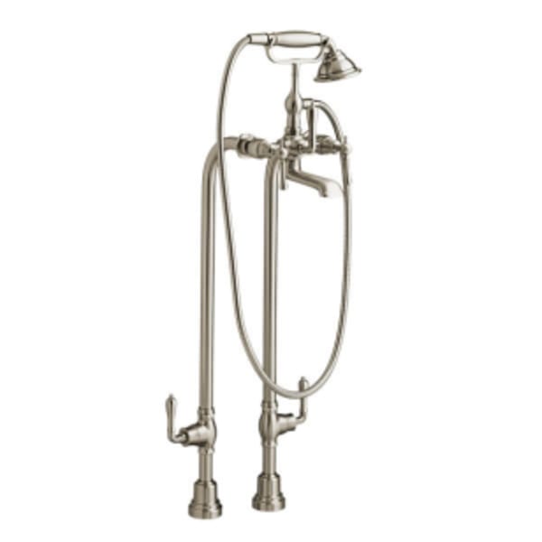 Transitional Floor Mount Bathtub Filler with Hand Shower and Randall® Lever Handles in BRUSHED NICKEL