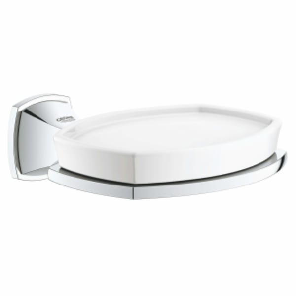 126 MM x 148 MM, Lead-Free, StarLight Chrome, Ceramic, Bathroom Faucet Soap Dish with Holder