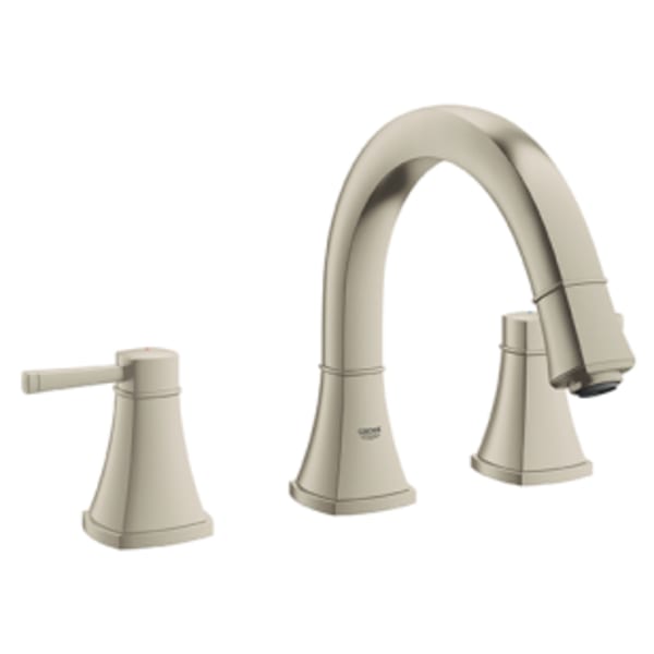 3-Hole 2-Handle Deck Mount Roman Tub Faucet in GROHE BRUSHED NICKEL