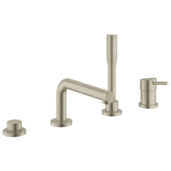 4-Hole Single-Handle Deck Mount Roman Tub Faucet with 1.75 GPM Hand Shower in GROHE BRUSHED NICKEL