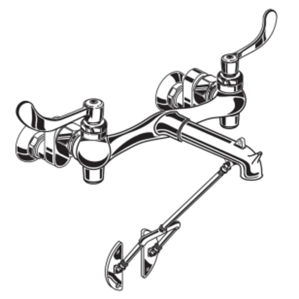 Bottom Brace Wall-Mount Service Sink Faucet With 8-Inch Spout and Offset Shanks Chrome