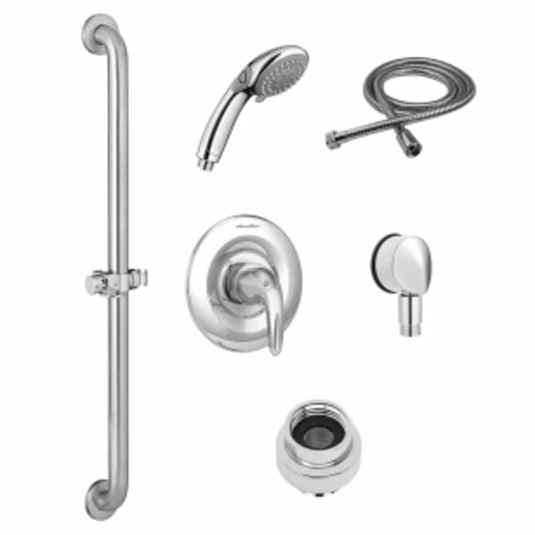 Commercial Shower System Trim Kit 1.5 gpm/5.7 Lpm with 36-Inch Slide-Grab Bar and Hand Shower Chrome
