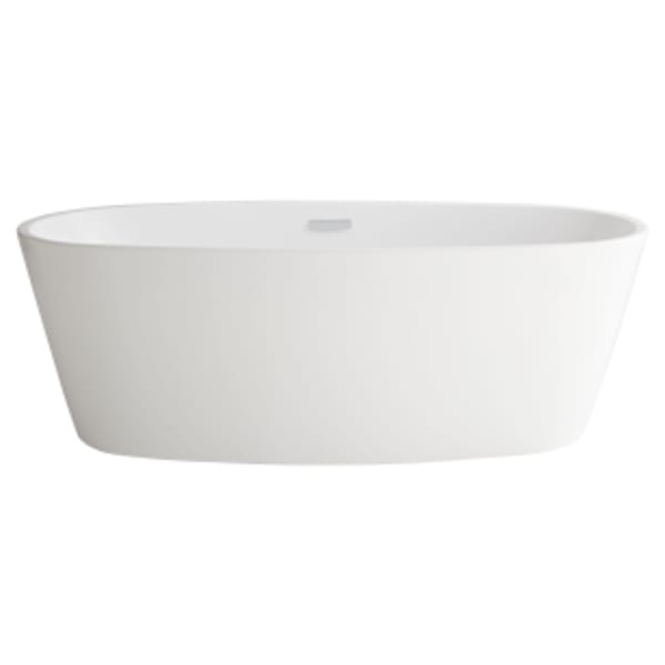 Coastal Serin 68" x 31" Freestanding Bathtub Center Drain With Integrated Overflow White