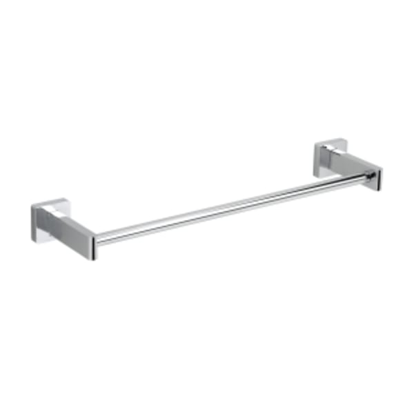 18" x 4-1/2" x 2", Concealed Mount, Polished Chrome, Metal, Single, Square, Towel Bar