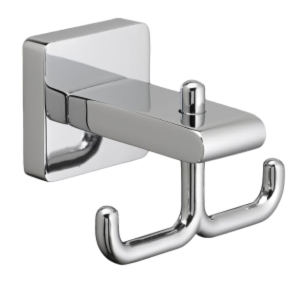 3-1/2" x 3-3/16" x 2-5/8", Polished Chrome, Metal, Double, Concealed Mount, Bathroom Robe Hook