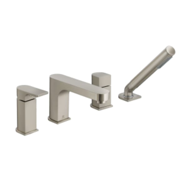 Equility® Single Handle Deck Mount Bathtub Faucet with Hand Shower and Lever Handle in BRUSHED NICKEL