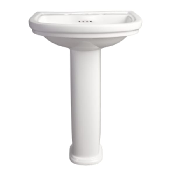 St. George® Pedestal Sink Top, 3-Hole with Pedestal Leg in CANVAS WHITE