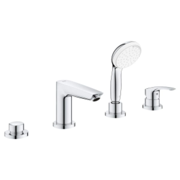 4-Hole Single Handle Deck Mount Roman Tub Faucet with 1.75 GPM Hand Shower in GROHE CHROME