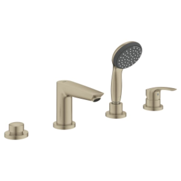 4-Hole Single Handle Deck Mount Roman Tub Faucet with 1.75 GPM Hand Shower in GROHE BRUSHED NICKEL