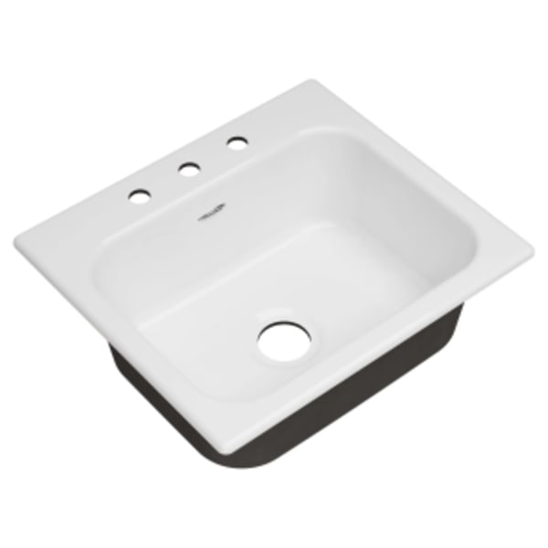 Quince® 25 x 22-Inch Cast Iron 3-Hole Drop-In Single-Bowl Kitchen Sink Brilliant White