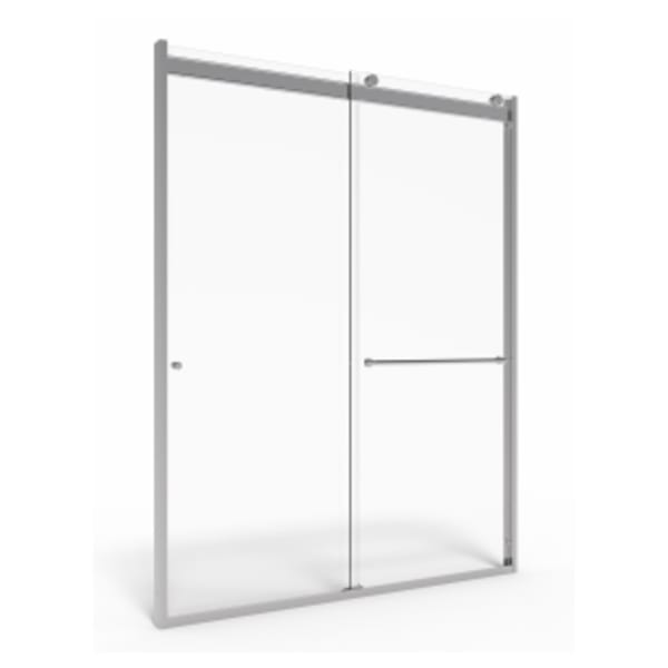 70" Height Semi-Frameless Top-Roller Sliding Shower Door in SILVER SHINE