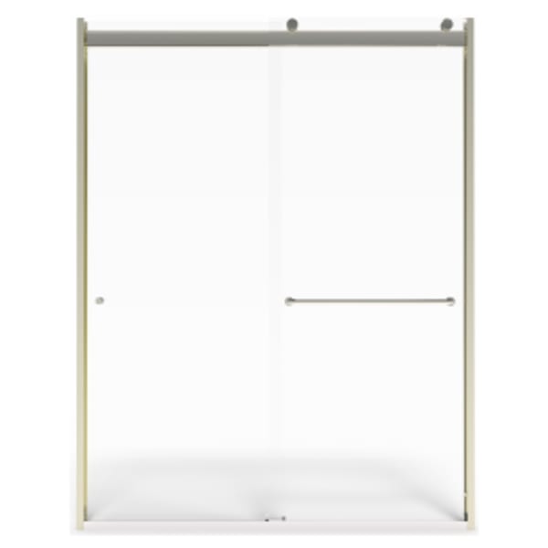 70" Height Semi-Frameless Top-Roller Sliding Shower Door in BRUSHED NICKEL