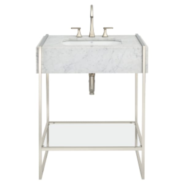 Belshire® 30" Console Legs with Glass Shelf in PLATINUM NICKEL