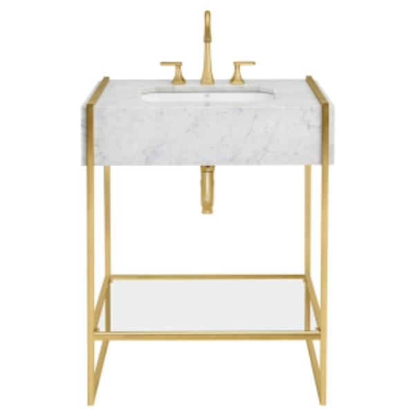 Belshire® 30" Console Legs with Glass Shelf in SATIN BRASS