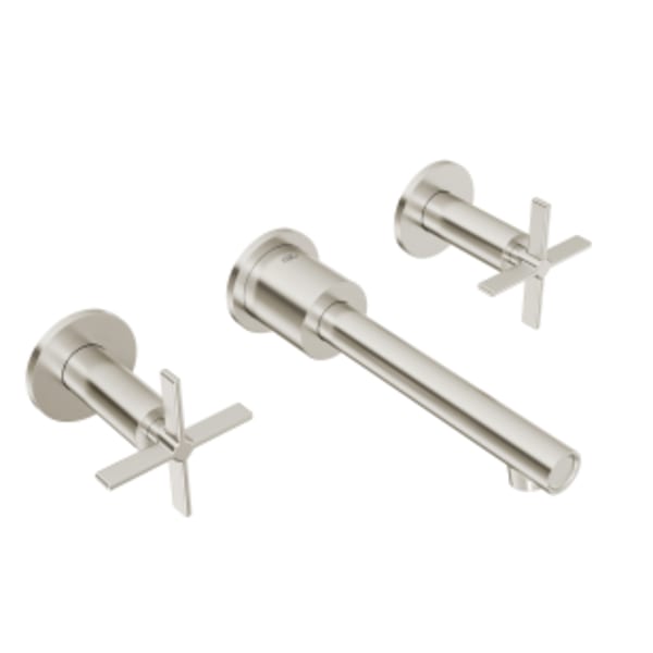 Percy® 2-Handle Wall Mounted Bathroom Faucet with Cross Handles in BRUSHED NICKEL