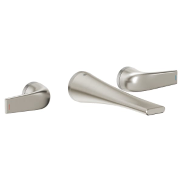 DXV Modulus® 2-Handle Wall Mount Widespread Bathroom Faucet with Indicator Markings and Lever Handles in BRUSHED NICKEL