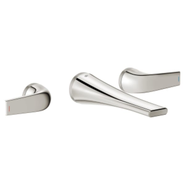 DXV Modulus® 2-Handle Wall Mount Widespread Bathroom Faucet with Indicator Markings and Lever Handles in PLATINUM NICKEL