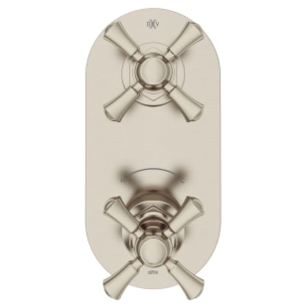 Oak Hill 2-Handle Thermostatic Valve Trim Only with Cross Handles in BRUSHED NICKEL