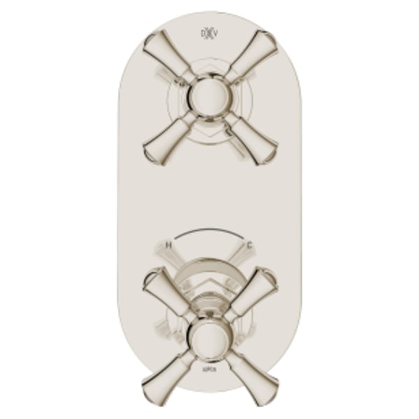 Oak Hill 2-Handle Thermostatic Valve Trim Only with Cross Handles in PLATINUM NICKEL