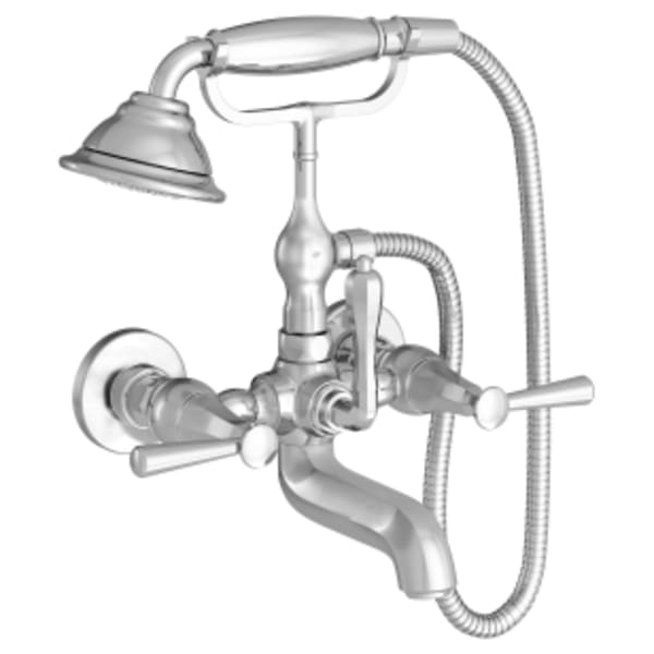 Fitzgerald® Wall Mount Bathtub Faucet with Hand Shower and Lever Handles in POLISHED CHROME