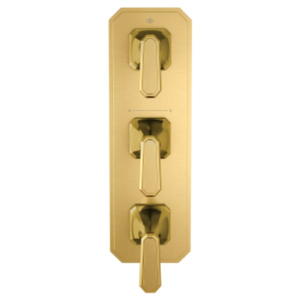 Belshire 3-Handle Thermostatic Valve Trim Only with Lever Handles in SATIN BRASS
