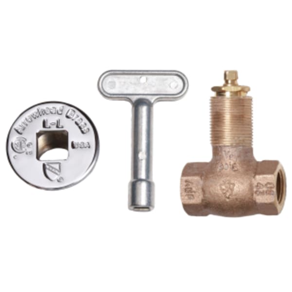 1/2" FIP Straight Gas Log Lighter Valve w/ Chrome Flange & Key