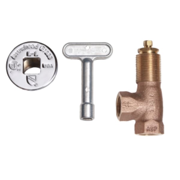 1/2" FIP Angle Log Lighter Valve w/ Chrome Flange & Key