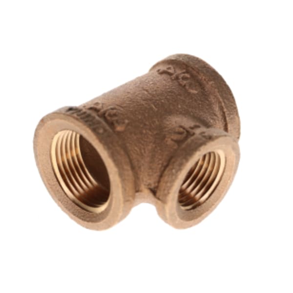 3/4" x 1/2" x 3/4" - Bronze Reducing Tee - Lead Free - FNPT x FNPT x FNPT