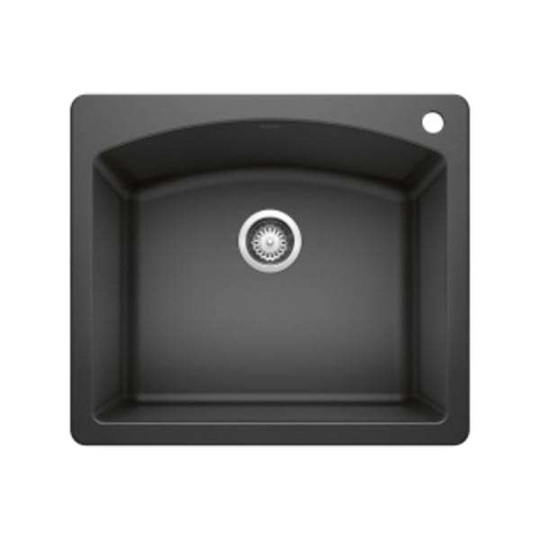 Diamond Single Bowl Dual Mount Kitchen Sink - Anthracite
